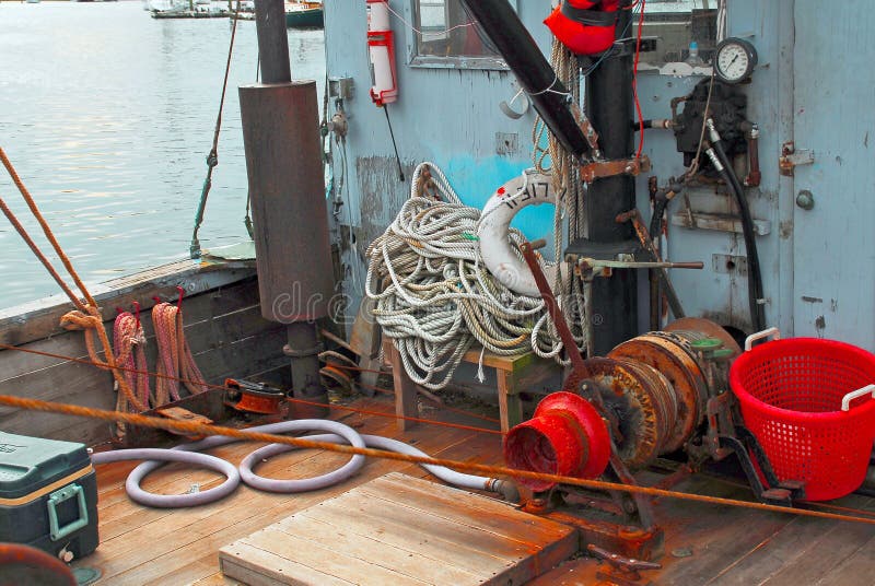 Lobster boat ready to go stock photos
