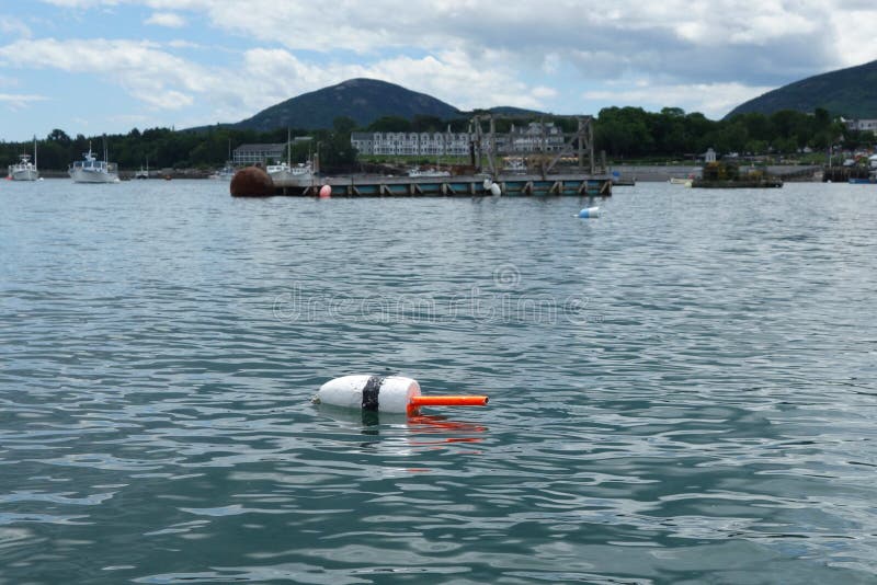 Lobster Buoys and Nets at the Dock in Maine Stock Image Image of