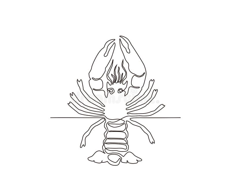 Lobster Continuous Line Art Drawing Style. Minimalist Black Lobster