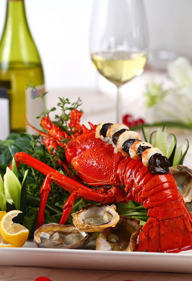 Seafood dish with lobster. stock photo. Image of appetizing 25074904