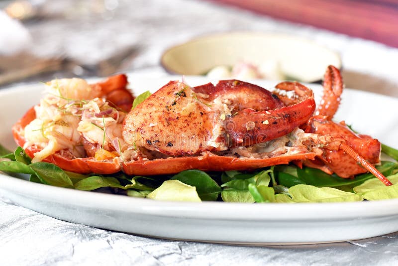 Lobster Grilled with Spicy Thai Style Dressing Sauce. Stock Image ...