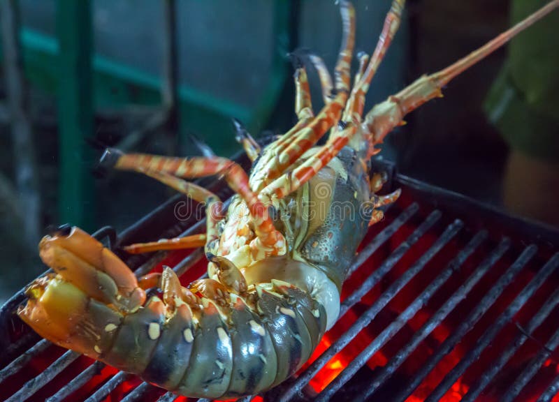Lobster Seafood in BBQ Flames Stock Image Image of fume, coal 55937889