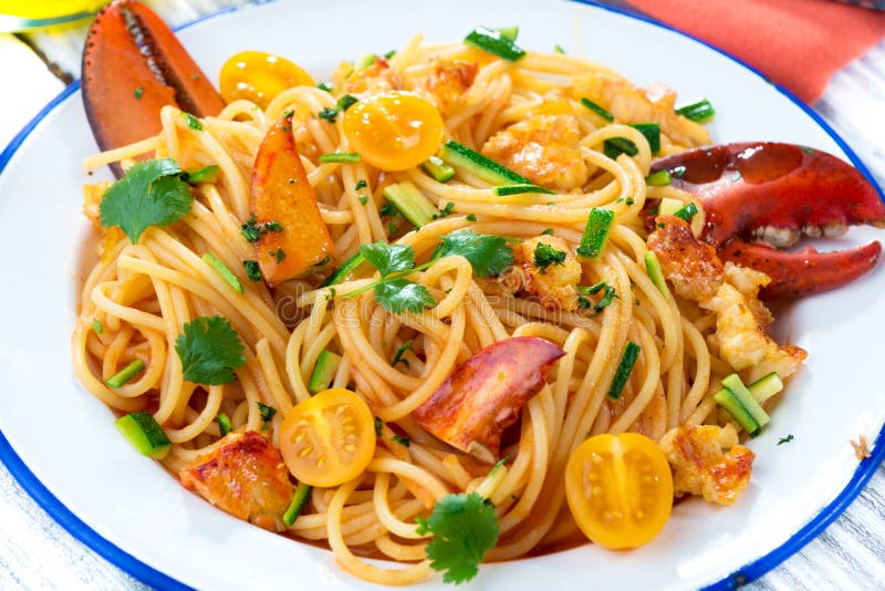 Lobster spaghetti stock photo. Image of homemade, recipe 65408262