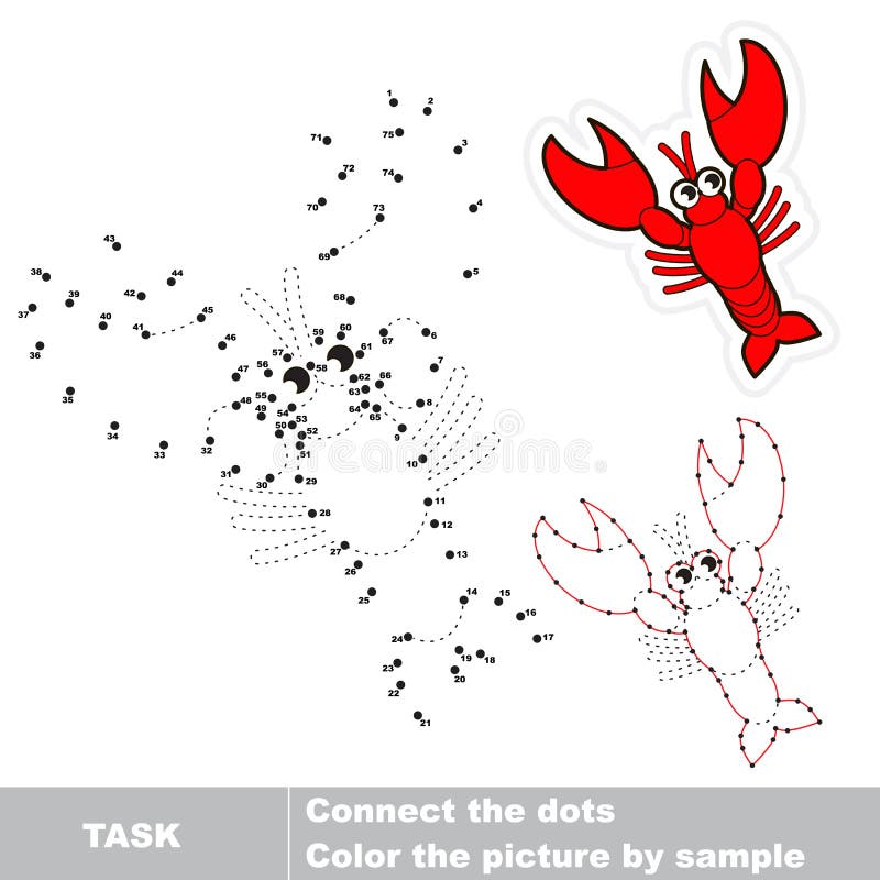 Lobster To Be Traced. Vector Numbers Game. Stock Vector Illustration