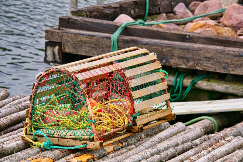 Lobster Trap on the Wharf stock photo. Image of rustic 237795266
