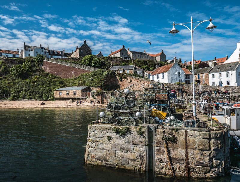 Lobster Creels on Pier, Crail Harbor, Aberdeenshire, Scotland