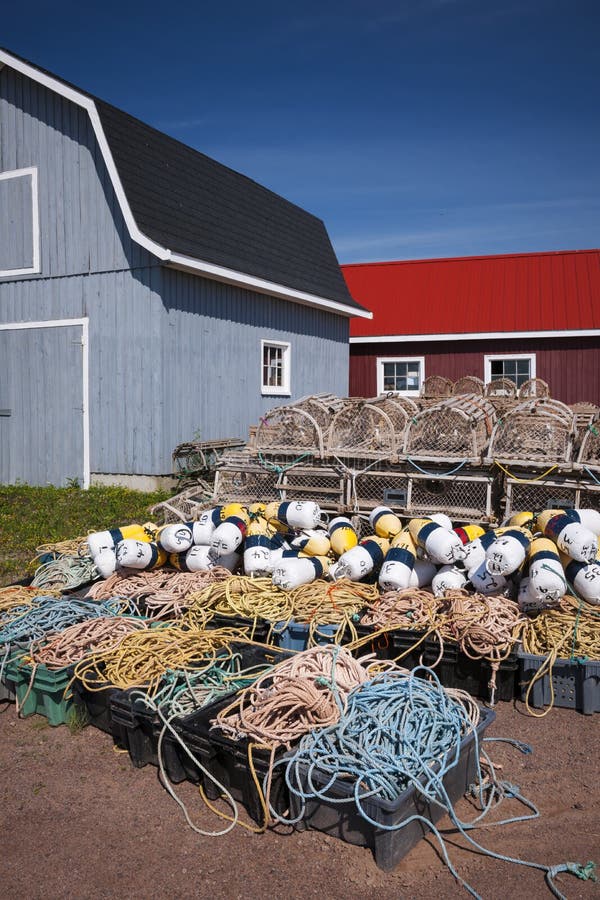 Lobster traps, floats and rope
