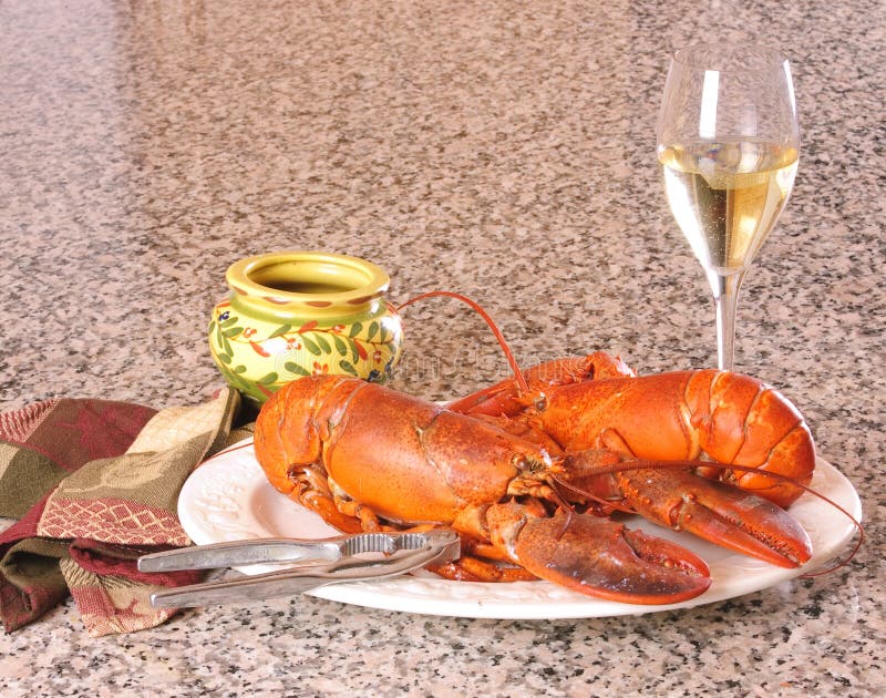 Lobster and Wine, a Satisfying Meal Stock Image Image of glass