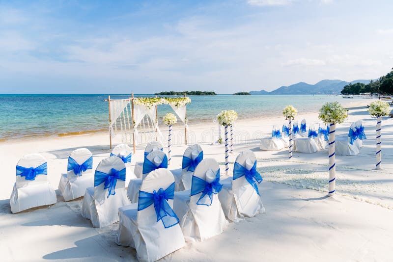 Local de encontro na praia, ilha do casamento do destino de Samui, Tailândia