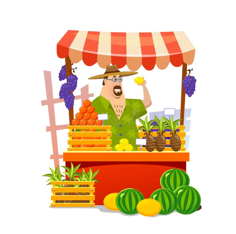 Local food market cartoon vector illustration. Fruits and vegetables shop. Vector illustration vector illustration Local food market cartoon vector illustration. Fruits and vegetables shop. Vector illustration vector illustration