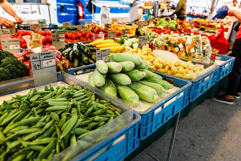 Local Fruit and Vegetable Market in Europe Stock Image Image of