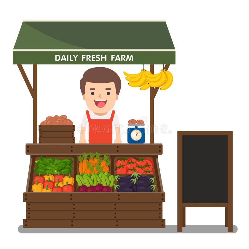 Local market farmer selling vegetables produce. royalty free illustration Local market farmer selling vegetables produce. royalty free illustration