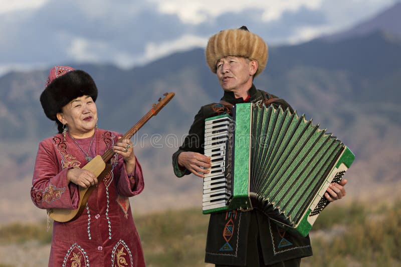 Local musicians in traditional costumes, Issyk Kul Lake, Kyrgyzstan