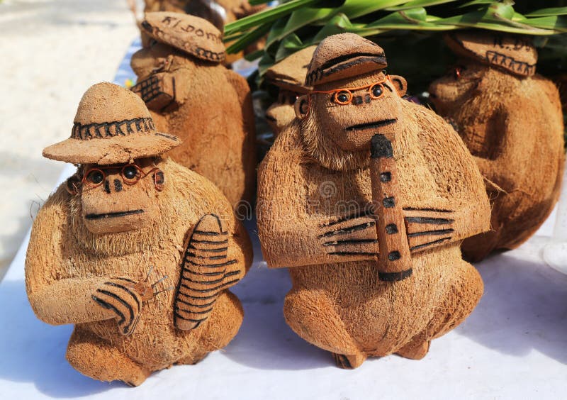 Local Souvenirs made from coconut in Punta Cana in Dominican Republic