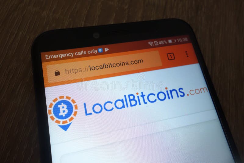 LocalBitcoins website   displayed on a modern smartphone