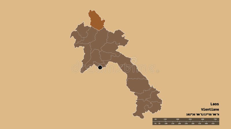 Localização da província de phongsali de laos . padrão