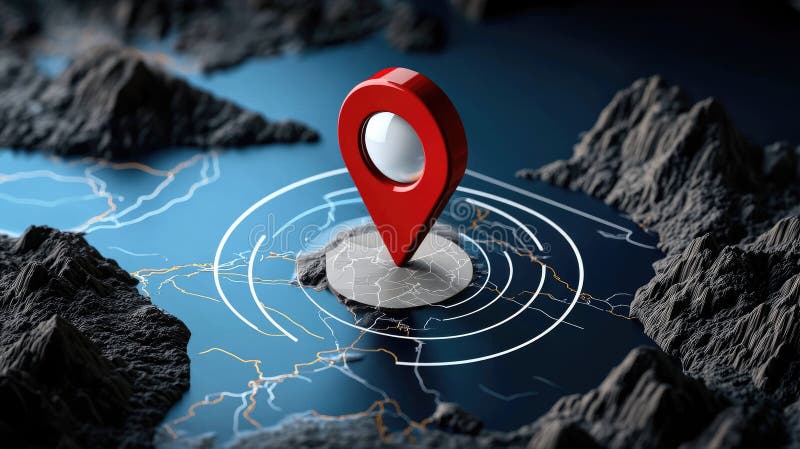 Location beacon - gps navigation pointer symbol featured digital cartography, pinpoint accuracy, travel assistance vector illustration