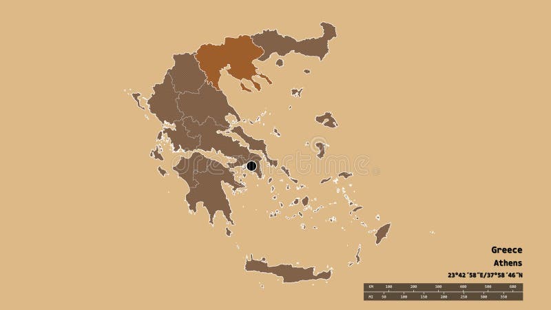 Location of Central Macedonia, decentralized administration of Greece,. Pattern vector illustration