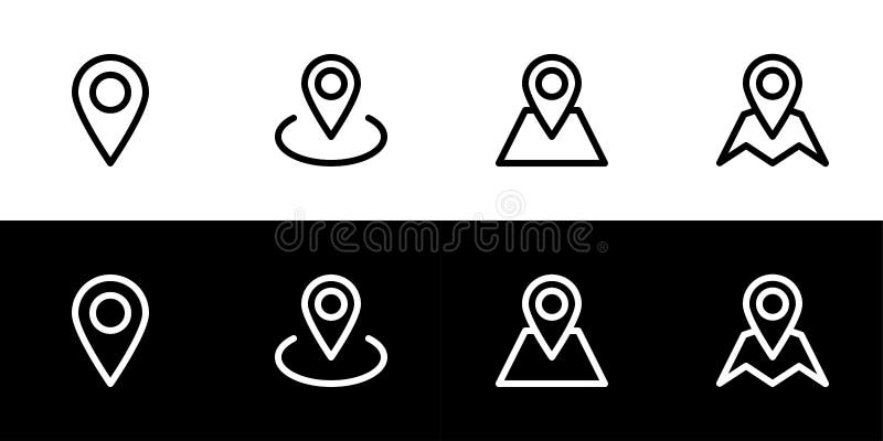Location icon set. Map navigation. Pin and direction tag stock illustration