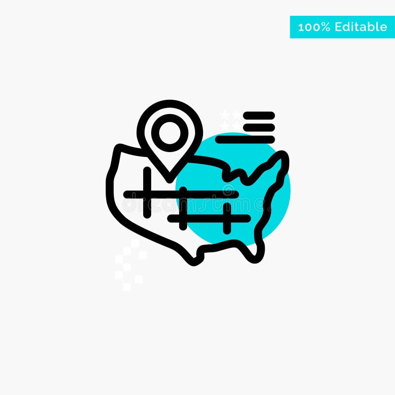 Location, Map, American turquoise highlight circle point Vector icon royalty free illustration
