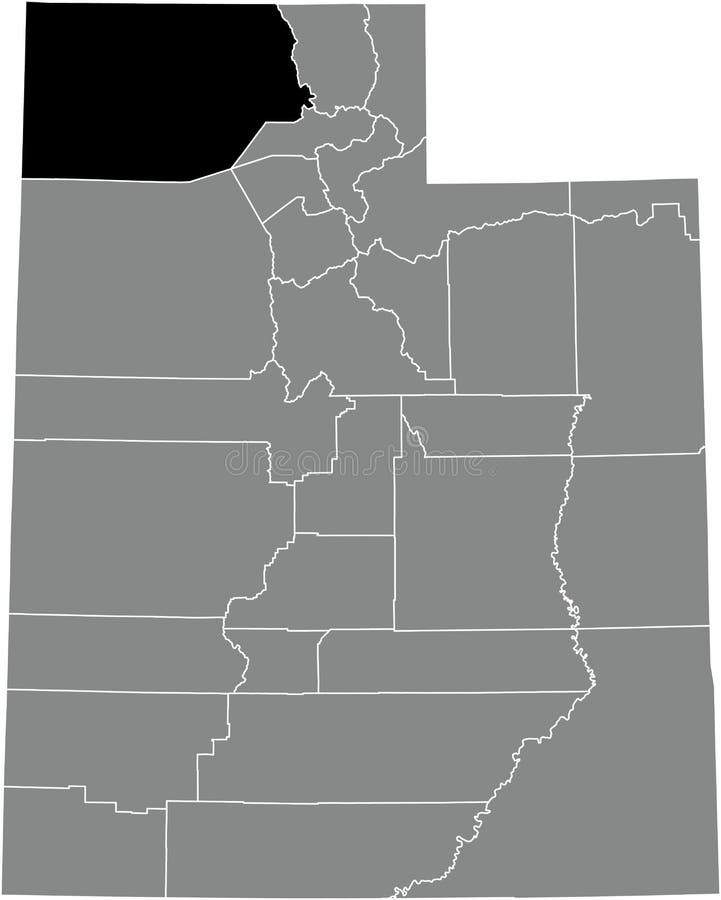 Location Map of the Box Elder County of Utah, USA Stock Vector