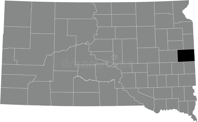 Black highlighted location map of the Brookings County inside gray administrative map of the Federal State of South Dakota, USA. Black highlighted location map of the Brookings County inside gray administrative map of the Federal State of South Dakota, USA