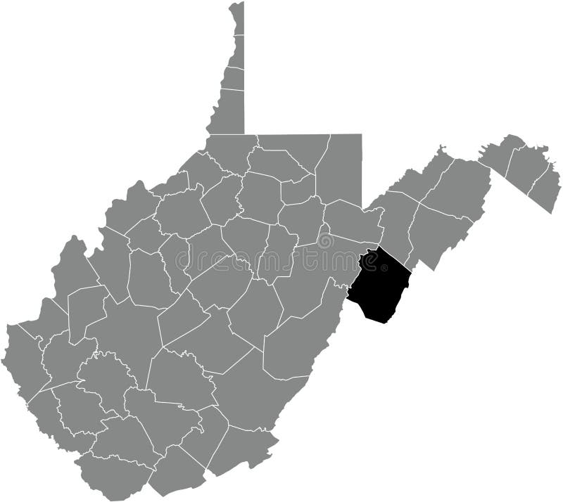 Location Map of the Pendleton County of West Virginia, USA Stock Vector
