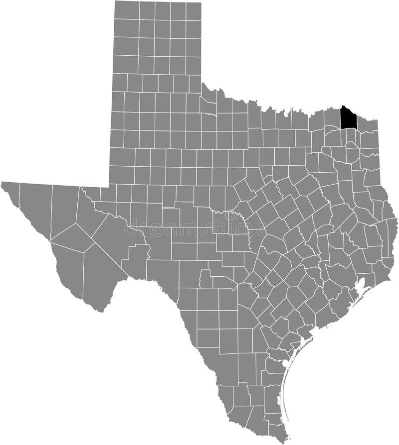 Location Map of the Red River County of Texas, USA Stock Vector