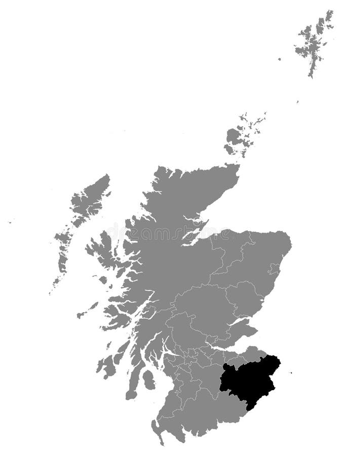 Location Map of Scottish Borders Council Area Stock Vector