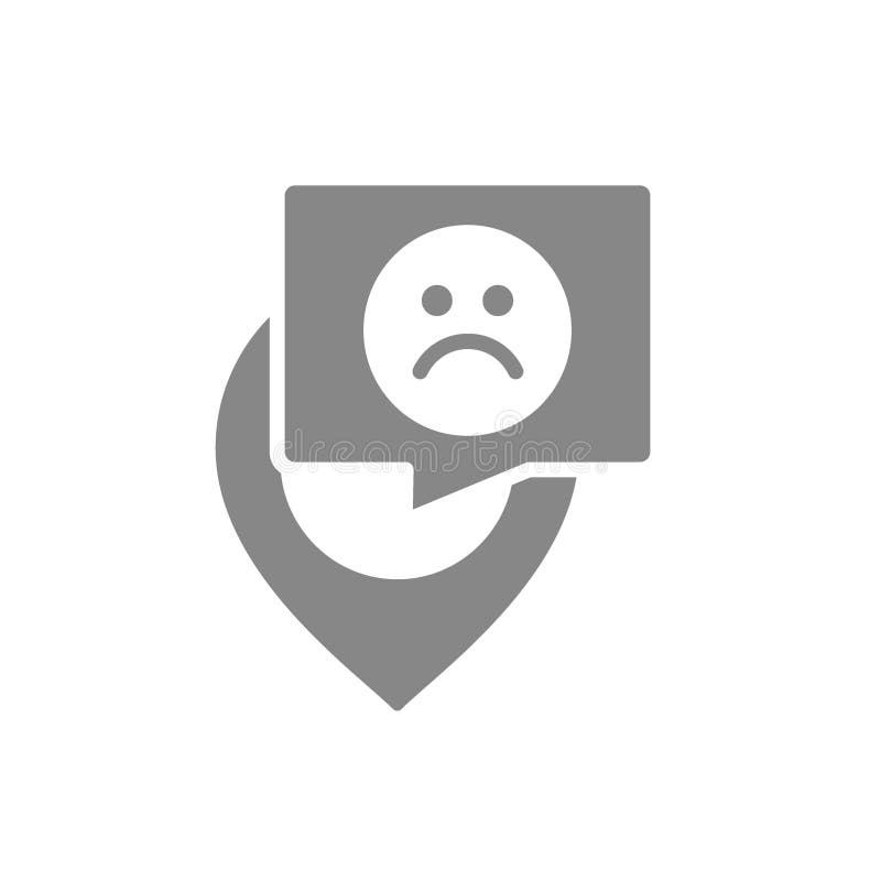 Location mark with sad face gray icon. Customer unsatisfaction, dislike,  rating symbol Stock Vector Image & Art - Alamy