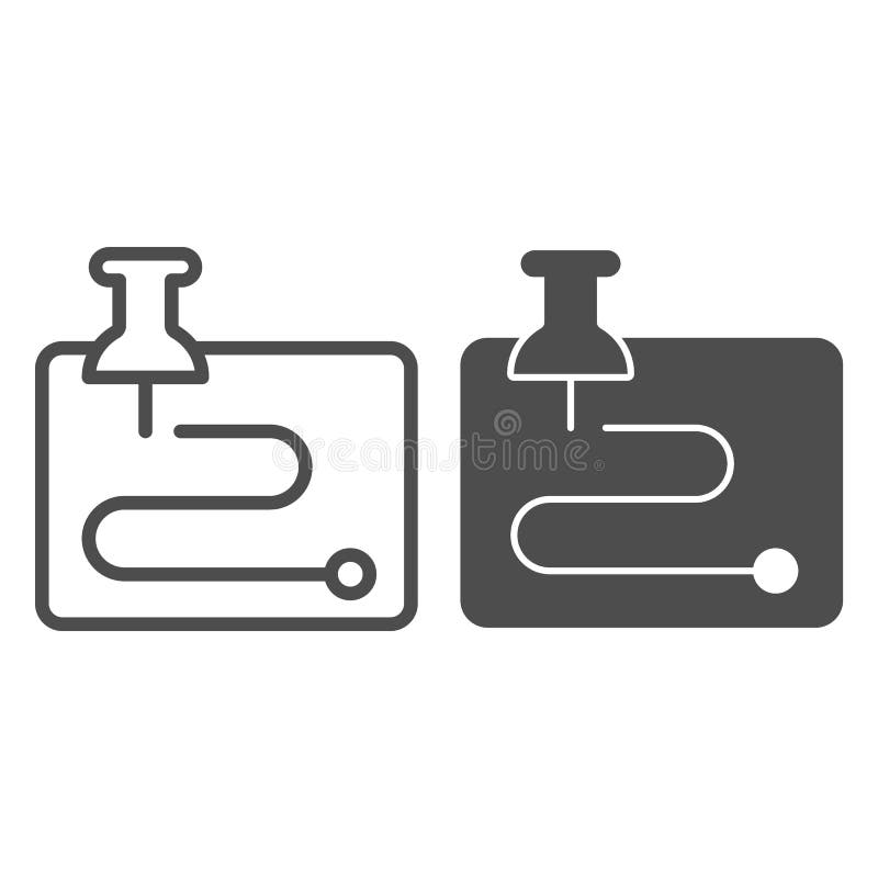 Location Marker and Route Line and Solid Icon, Navigation Concept, from