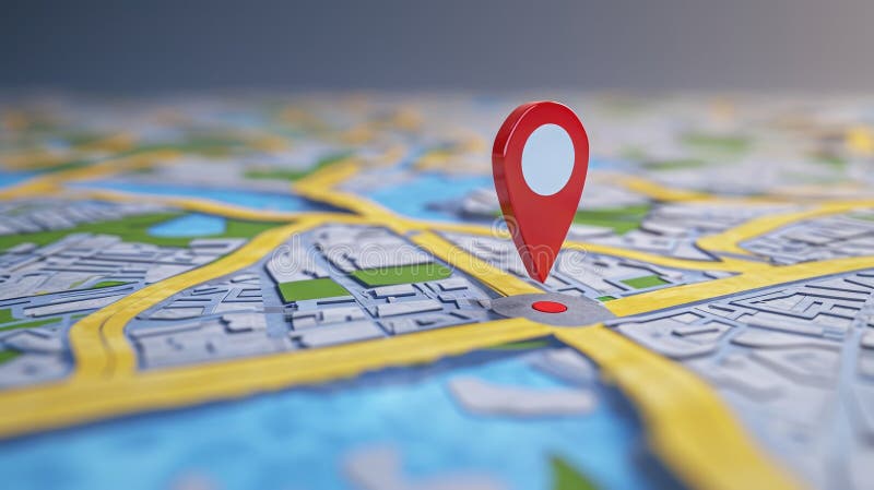 Location marking on paper map, Concept of navigation, Find your way vector illustration