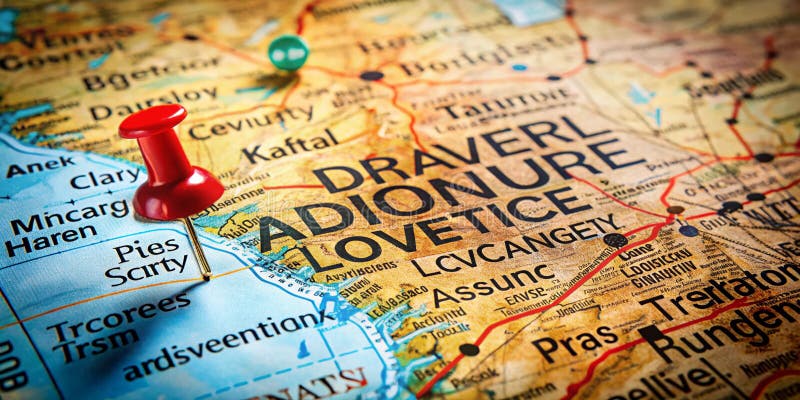 Location marking with a pin on a map royalty free illustration