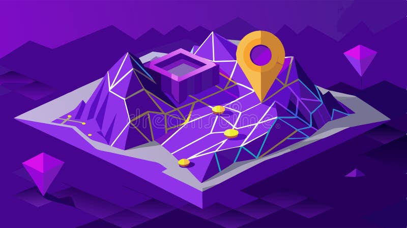 Location marking with a pin on the map. Navigation locator map. GPS. Low polygonal wireframe mesh lines and triangles, point... vector illustration