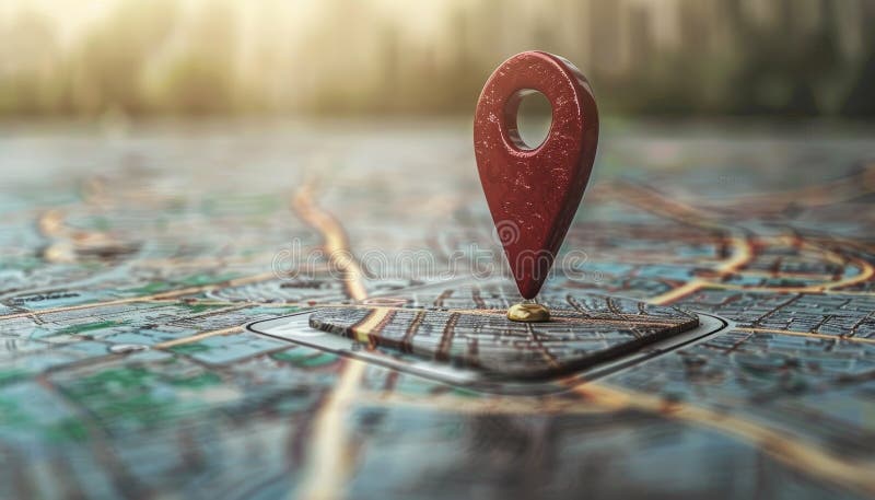 Location marking with a pin on a map with routes by image vector illustration.