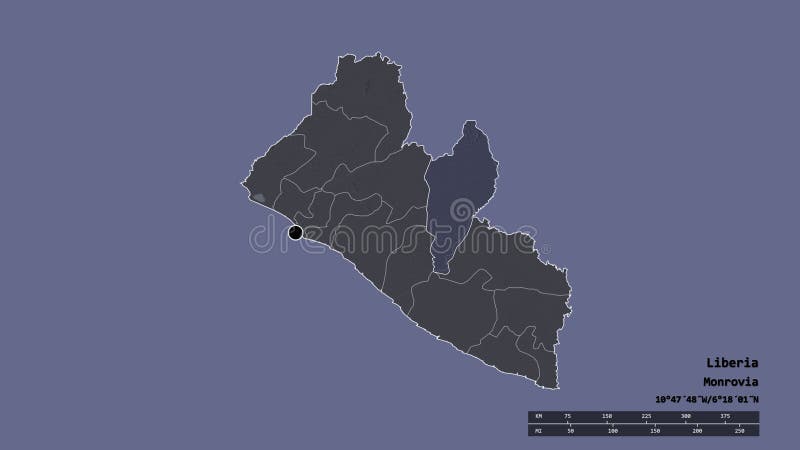 Location Nimba County Liberia Administrative Desaturated Shape Its Capital Main Regional Division Separated Area 194374388 