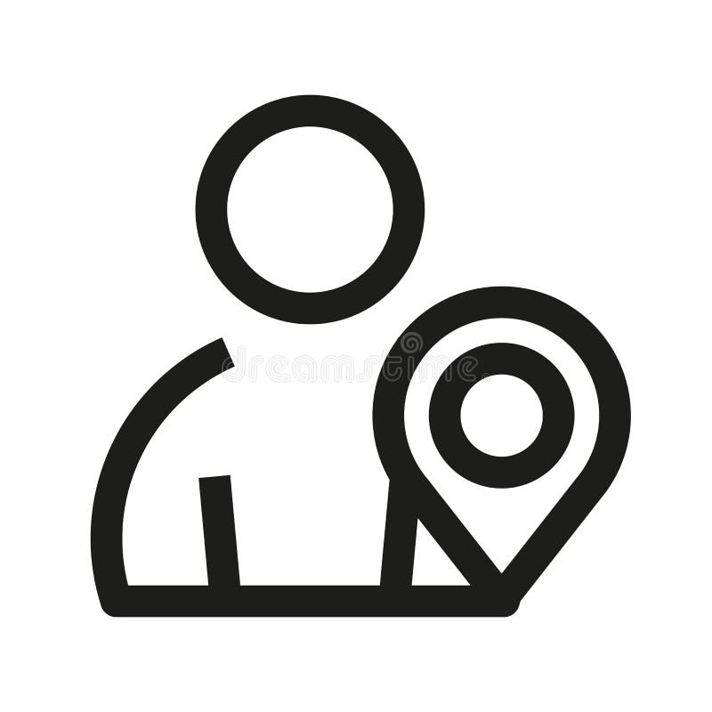 Location People Icon Line. Pointer or Location Personnel Vector Illustration Stock Vector