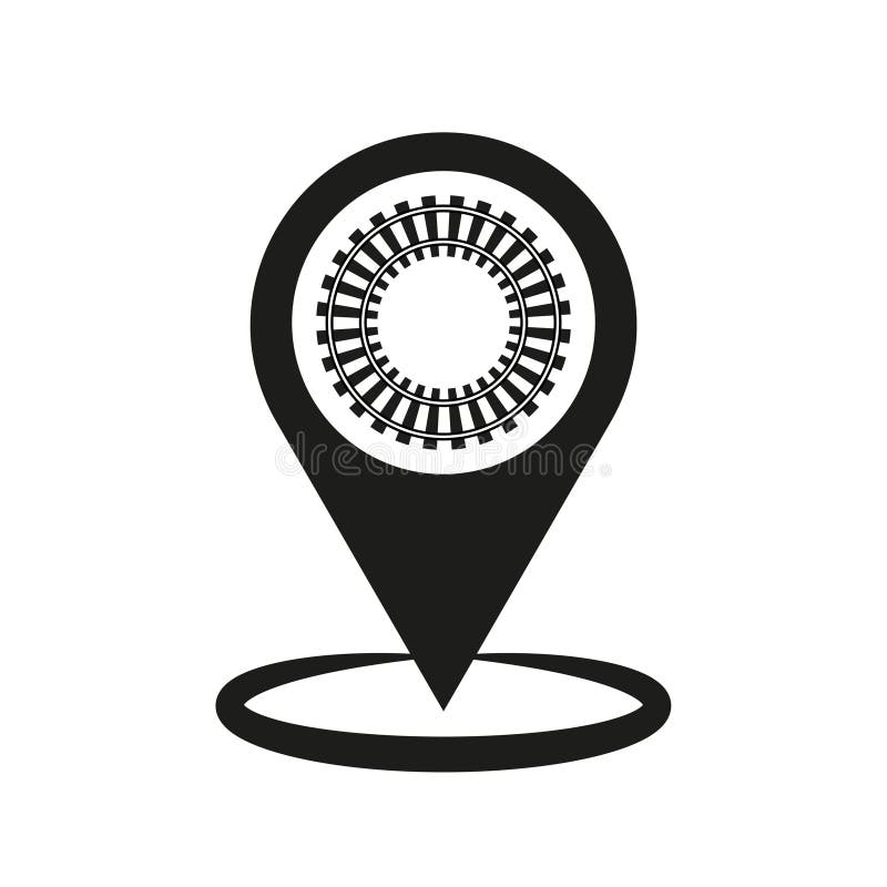Location pin icon. Circular pattern shape. Abstract black vector. Navigation symbol design royalty free illustration