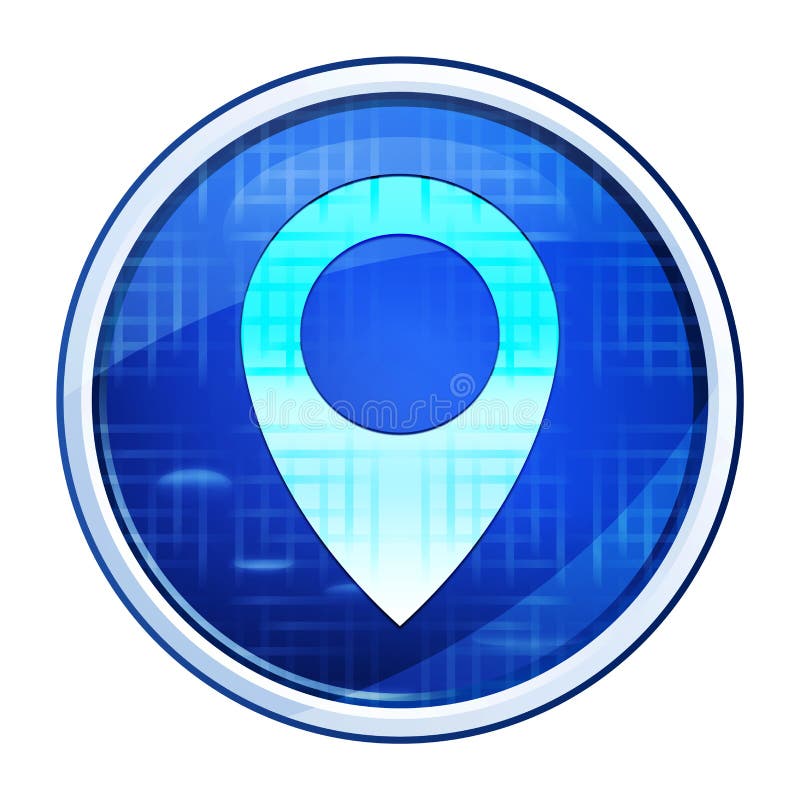Location pin icon futuristic blue round button vector illustration