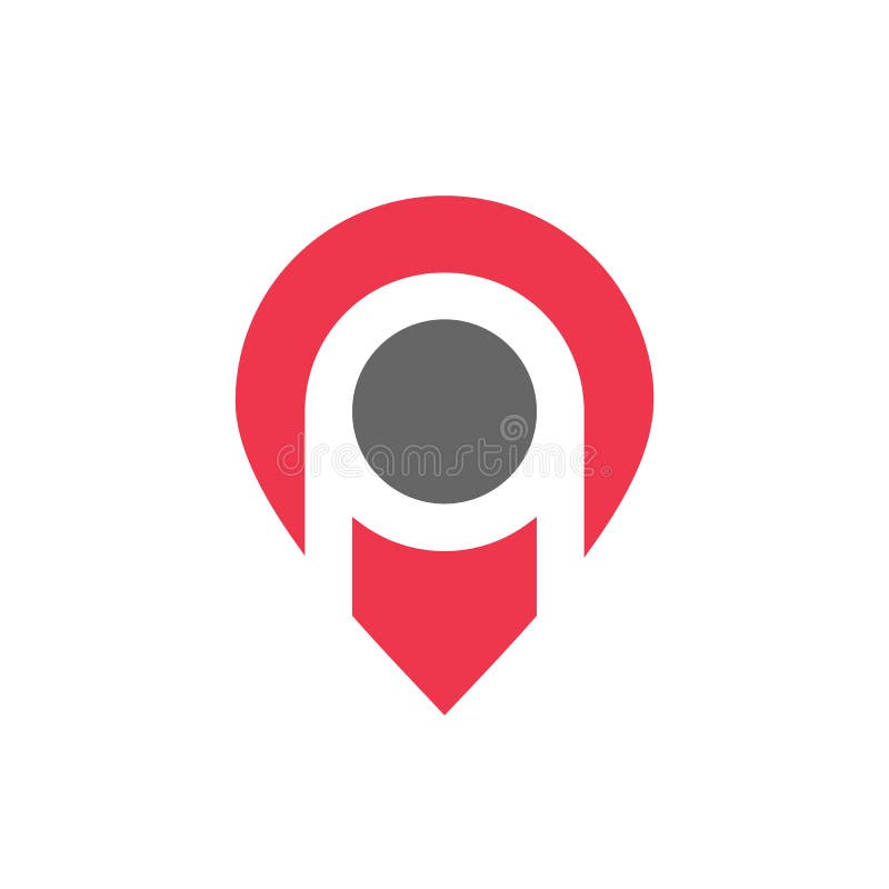 Location pin and letter pq logo design, abstract map pointer symbol stock illustration