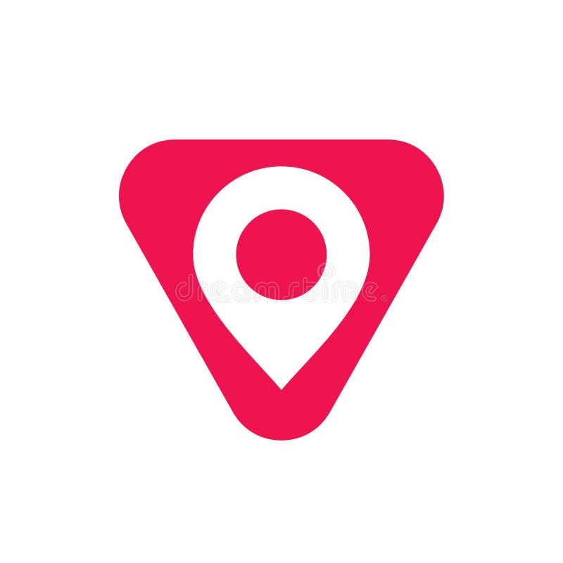 Location pin and triangle shape, vector logo icon design royalty free illustration