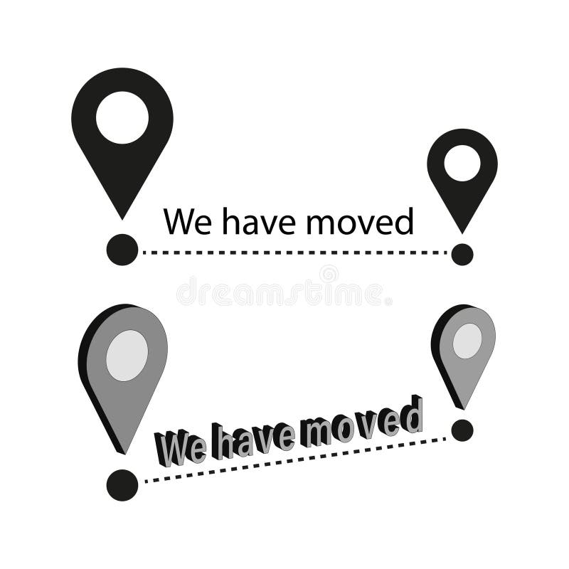 Location Pin Vector concept. We have moved message. Relocation map point. royalty free illustration