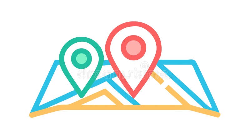 Location pins on map icon, representing multiple points , vector design Generative AI vector illustration