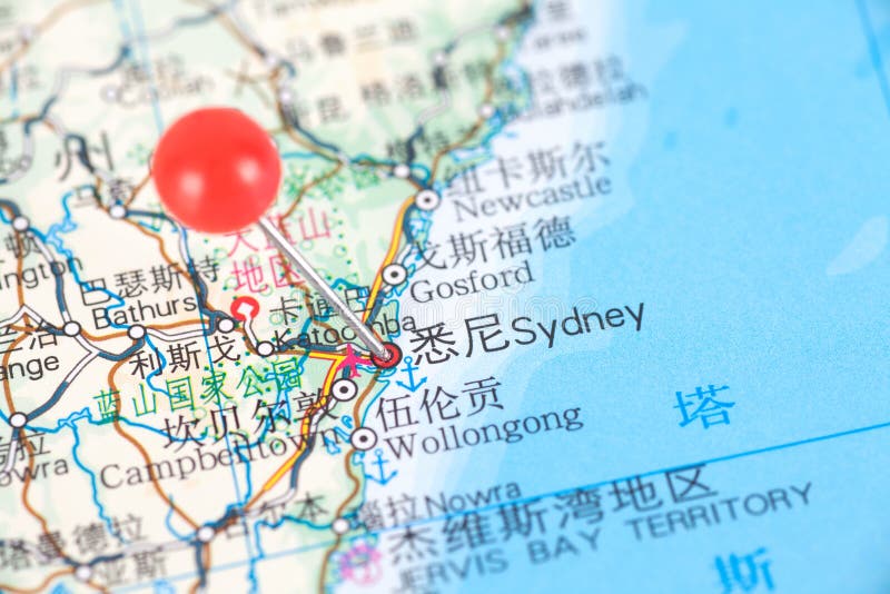 The location of Sydney on the map stock images