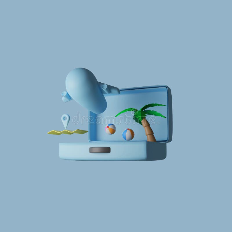 Locație hartă 3d și sac cu zbor. ilustrații de randare a pictogramei Travel 3d concept 3d stock illustration