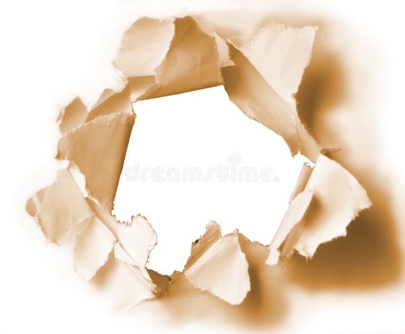 Large hole in the sepia old paper (background). Large hole in the sepia old paper (background)
