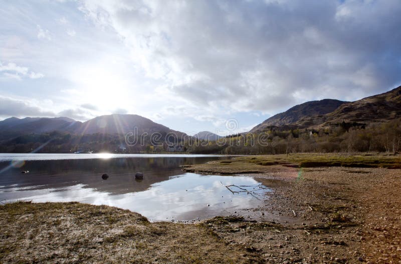 Loch Shiel Lake at Glenn Finnan Highlands Scotland Stock Image - Image ...