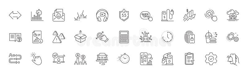 Lock, Building and Journey path line icons. For web app, printing. Line icons. Vector royalty free illustration