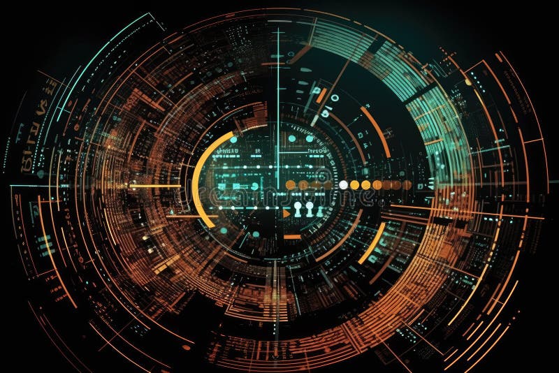 Lock on a circuit. Generative Ai vector illustration