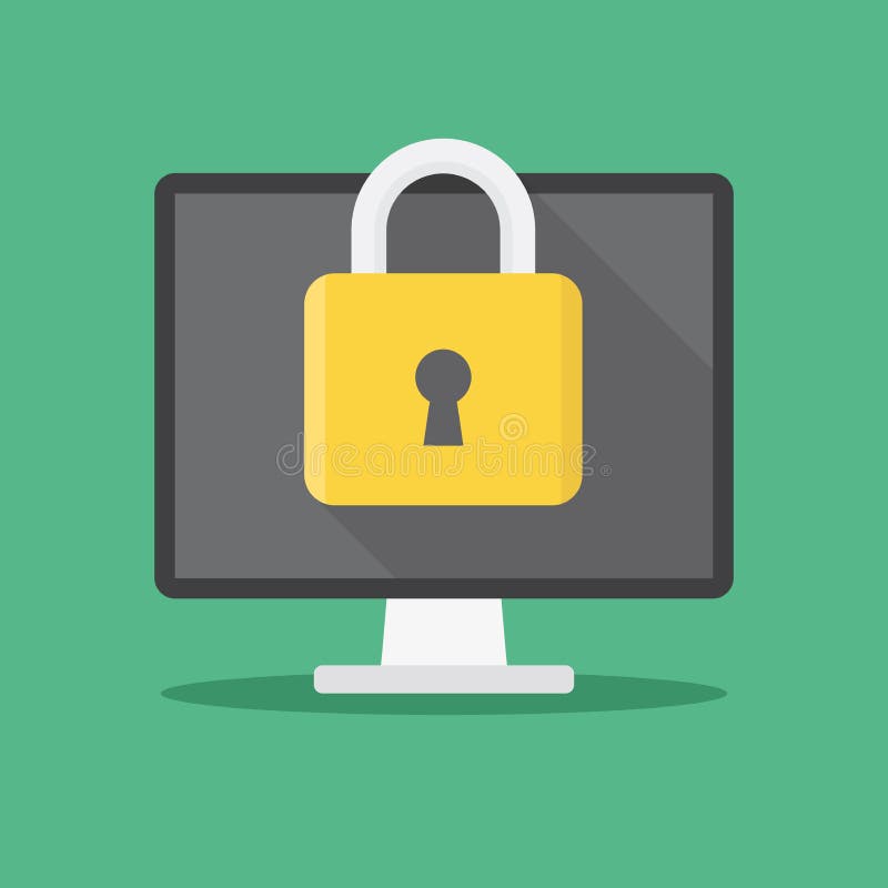 Lock Computer Flat Design Vector Illustration Stock Vector